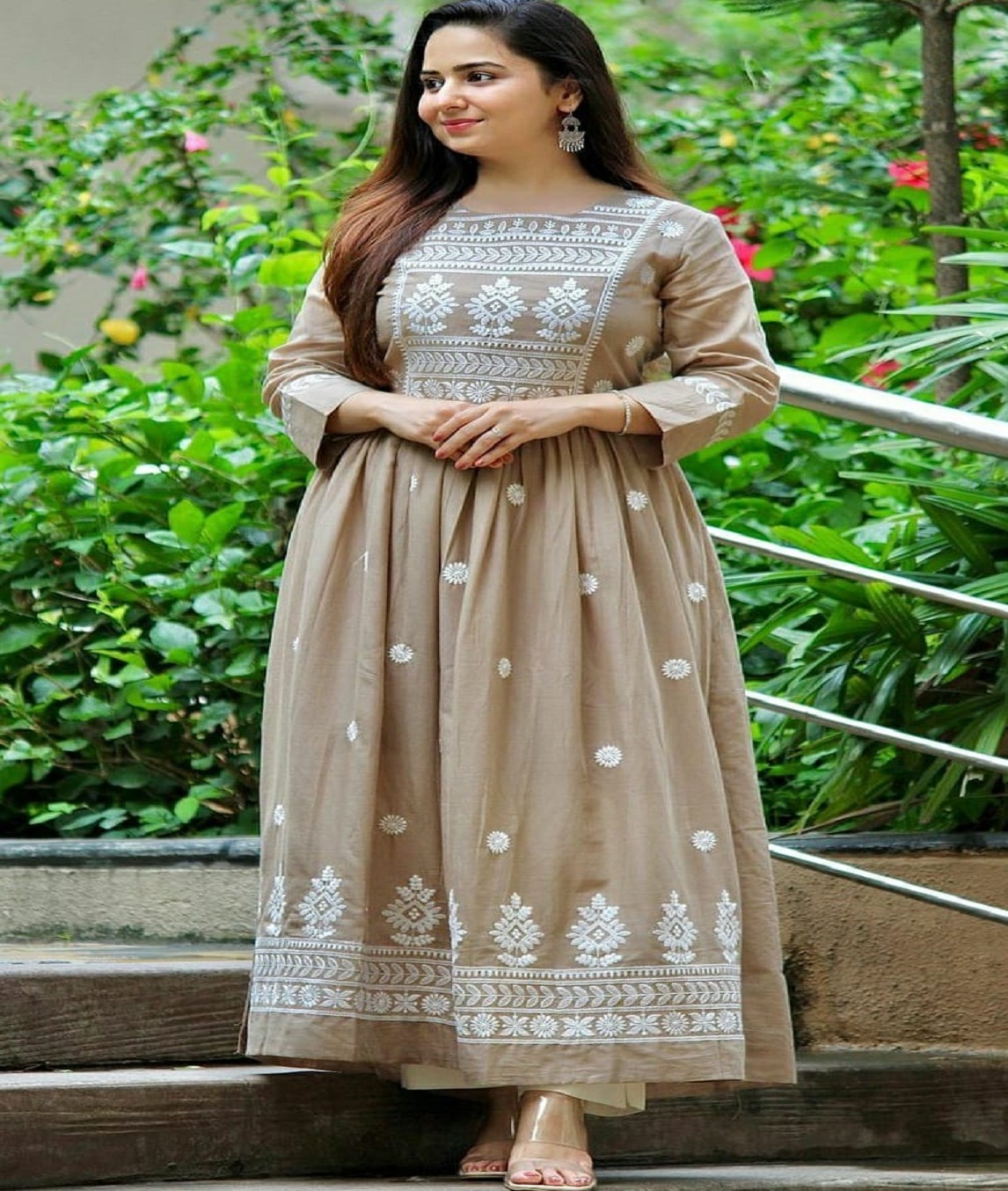 Fabric cotton Kurti with heavy embroidery 